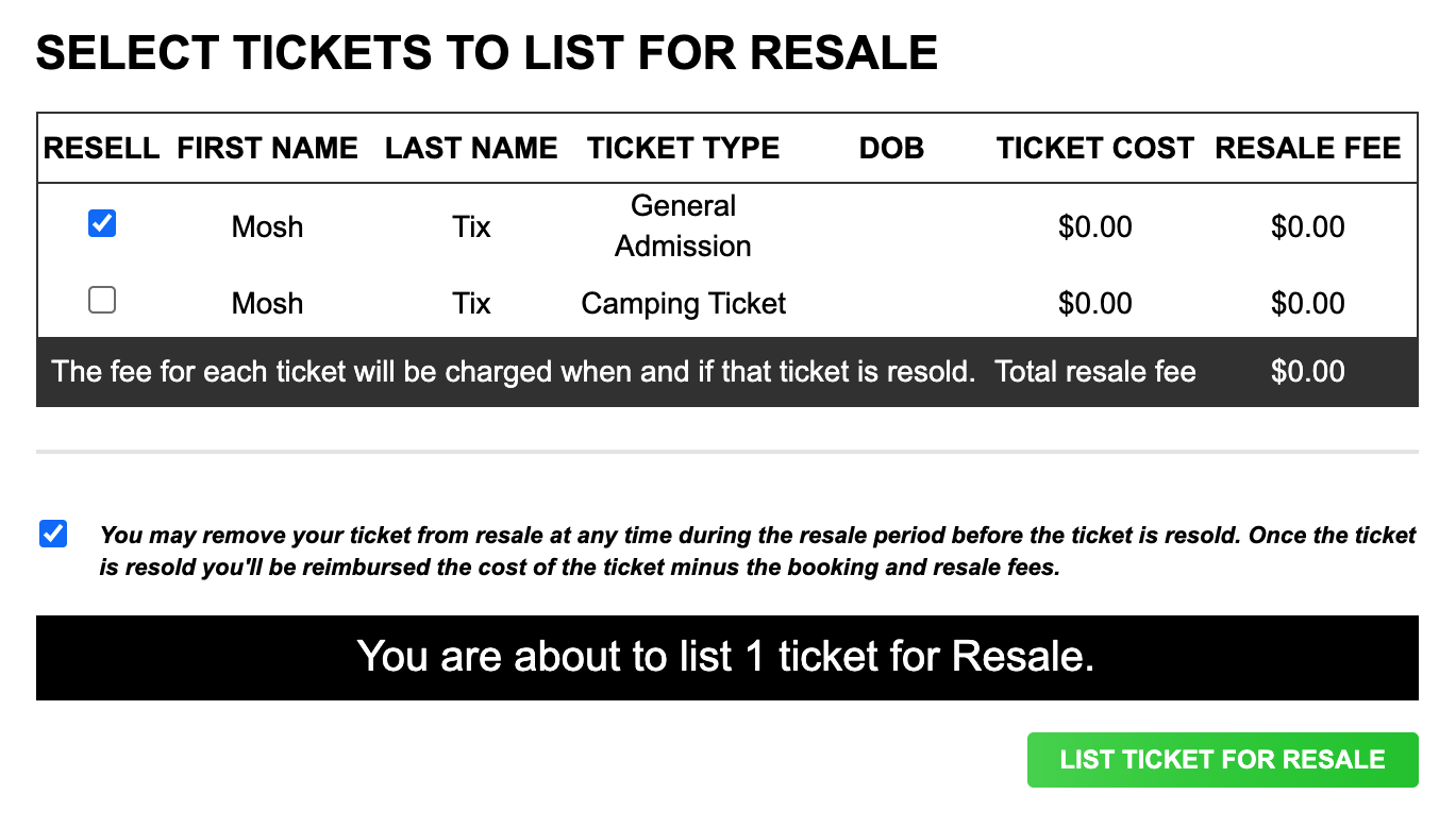 How to Resell your ticket – Tix Support