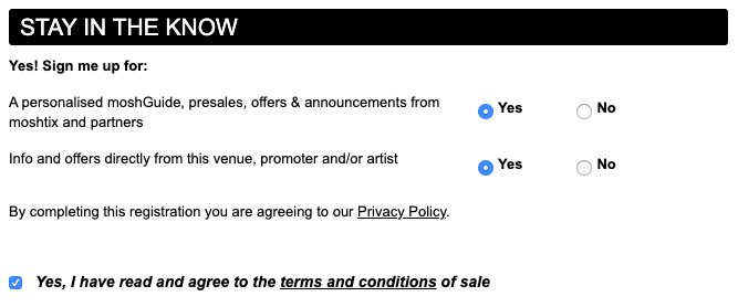 Image showing options for signing up to mailing lists